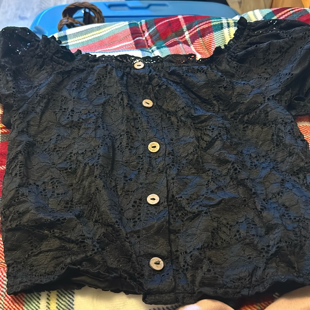 Black lace detail summer shirt